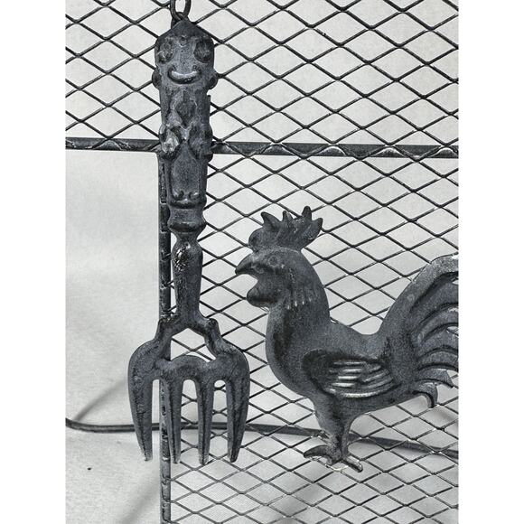 Rustic VTG Metal Rooster Spoon Cookbook Napkins Holder Stand Farmhouse Decor - Picture 6 of 12
